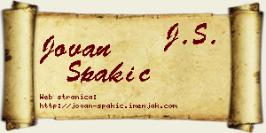 Jovan Spakić vizit kartica